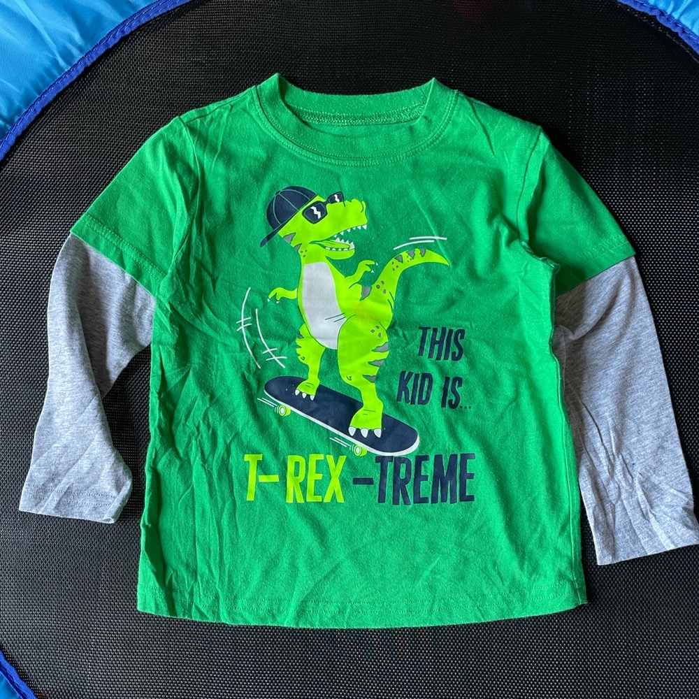 Green Boys 3T Long Sleeve Shirt